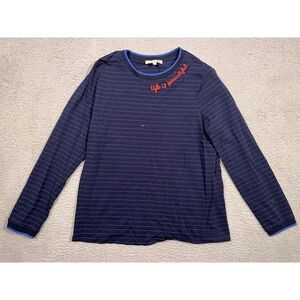 Les Serein Long Sleeve T-Shirt Blue Striped Large L‎ Life is Beautiful Stitching